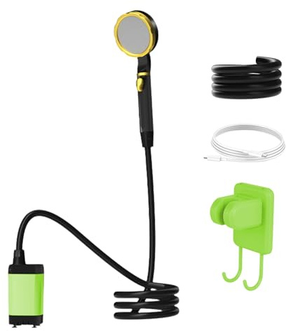 Buachois Portable Shower for Camping,7800mAh Battery Powered Camping Shower with Full Digital Display of Temperature Remain Battery,Outdoor Shower with 2 Spray Modes (Green)