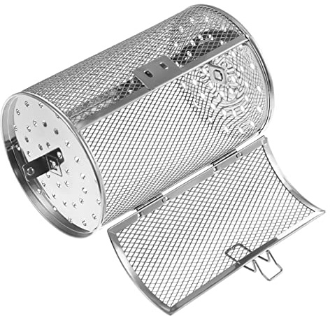 HANABASS Edelstahl Grillkorb Für Drehspieß Ofen Metall Käfiggrillkorb Drehgrillkäfig Aus Robustem Material Grillkäfighalter Für Gleichmäßiges Rösten Und Grillen Ofenkorb Für Diverse Nüsse u