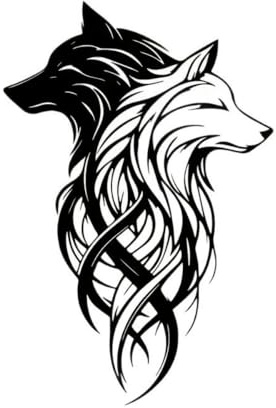 Xshelley30 cm Metal Wolf Wall Art,Black & White Dual Wolf Heads Metal Decor, Mural-for Living Room, Office, Bedroom Entrance, Farmhouse Decor