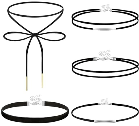 INSPUTOL Schwarzes Samt-Halsketten-Set für Damen und Mädchen, verstellbare, dehnbare Halsband-Halsketten mit bequemer Passform für Cosplay, Halloween, Party, Tanz
