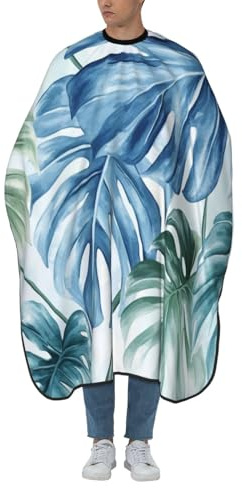 Woshuwo Watercolor Tropical Leaves Monstera Hair Cutting Apron,Salon Barber Apron For Adult