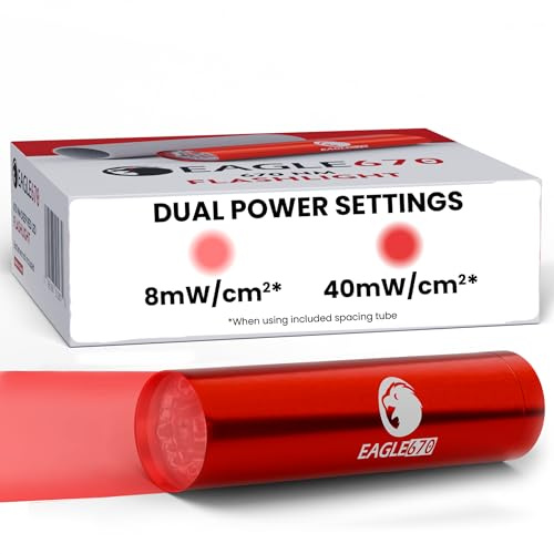 v4.0 670 nm Deep Red LED Light 8mW/cm2 | USA Lab Verified 670nm Flashlight (670 nm LED) w/Silicone Spacing Tube | Easy on The Eyes - no Blue Light
