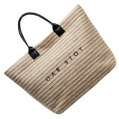 Bolso A Juego para Mujer De Viaje Gran Capacidad Superior Tejida Paja Playa Vacaciones con Estilo Mujer Vacaciones Paja En La Playa Tejido A Mano con Superior Gran