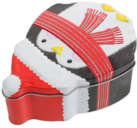 VALICLUD Weihnachtsbonbondose Aus Robustem Eisen Quadratische Blechdose Mit Cartoon Pinguin Leere Keksdose Für Festliche Leckereien Kinderfreundliche Aufbewahrungsbox Für Feiertagsgeschenke