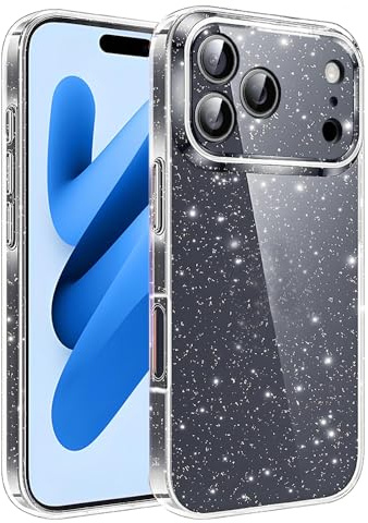 Anfire Glitzer Handyhülle Kompatibel mit iPhone 17 Pro Hülle Glitzer,Bling Glitter Stoßfest Handyhülle mit Kameraschutz,Glitzert Durchsichtige Transparent Schutzhülle für Frauen und Mädchen