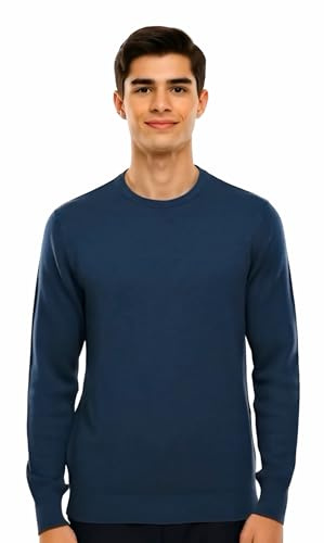 NAVY SAIL Maglione Uomo 100% LANA MERINO a Maniche Lunghe - Pullover - Maglione Uomo Invernale (IT, Testo, XXL, Regular, Regular, 25470 DARK-DENIM)