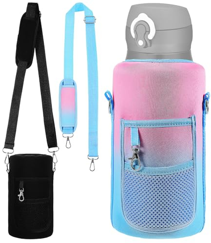 Alipis 2 Pezzi Custodie Termiche per Bottiglie Porta Cellulare e Tasca in Rete Borsa Porta Bottiglia Morbida e Resistente per Palestra Campeggio Escursionismo e attività Outdoor