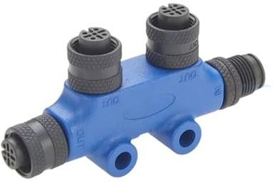 NMEA 2000 N2k T Connector IP67 Micro-C M12 2-Port MultiPort Backbone Tee Splitter PCM-0465