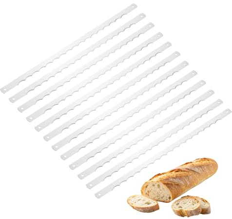 uxcell 12 Pcs Stainless Steel Bread Knife Blade, 11 Sourdough Knife for Wooden Bread Slicer Single-Sided Serrated Cutter for Homemade Bagels Baking