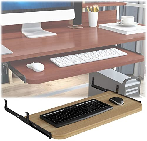 Justerbar ergonomisk tangentbordsbricka – bildplattform under skrivbordet för förbättrad komfort och platsbesparande – trästöd 54/60/70 x 27 cm
