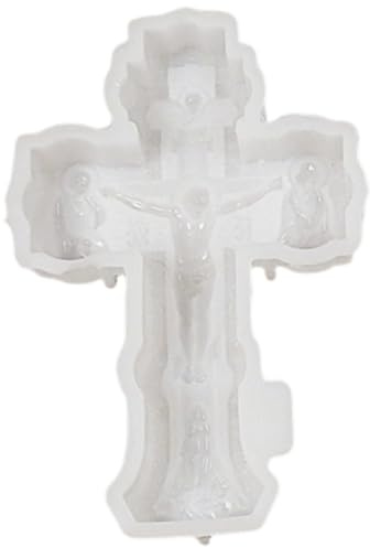 Ymxygz Moldes De Resina con Forma De Cruz De Jesús, Molde De Silicona con Forma De Cruz para Fundición De Resina Epoxi, Molde De Cruz para Manualidades De Fundición De Resina Y Adornos De Cemento.