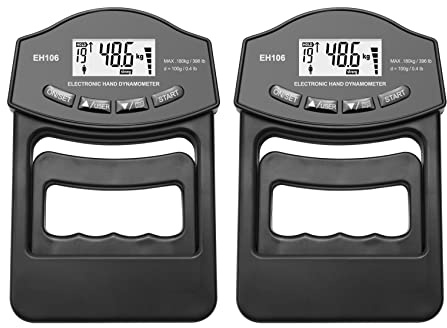 396Lbs/180Kg Dinamometro digitale a mano Misuratore di forza della presa USB Schermo LCD Hand Grip Tester,Durevole(2Pcs Black Meter)