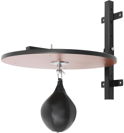 Robuste Speedball Boxanlage mit 360° drehbarem Punchingball, stabile Box Plattform mit schalldämpfender Holzplattform, ideales Trainings Speedbag Set zur Verbesserung von Reaktion und Schlagkraft