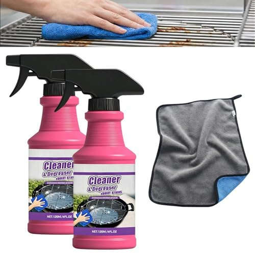 Fast-Acting Heavy-Duty Grill Degreaser Spray, BBQ Grill Degreaser Cleaner Heavy Duty, Smoker Cleaner for Smoky Stains, and Stubborn Grease