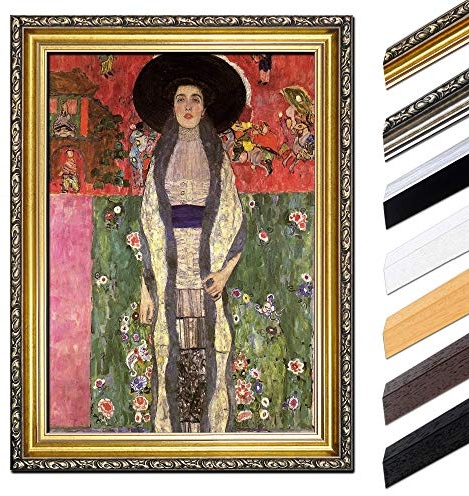 Bilderdepot24 Bild mit Rahmen - Gustav Klimt Portrait der Adele Bloch-Bauer 70x90 cm - Gerahmtes Leinwandbild Alte Meister - Antiker Rahmen Gold Barock, Klassisch