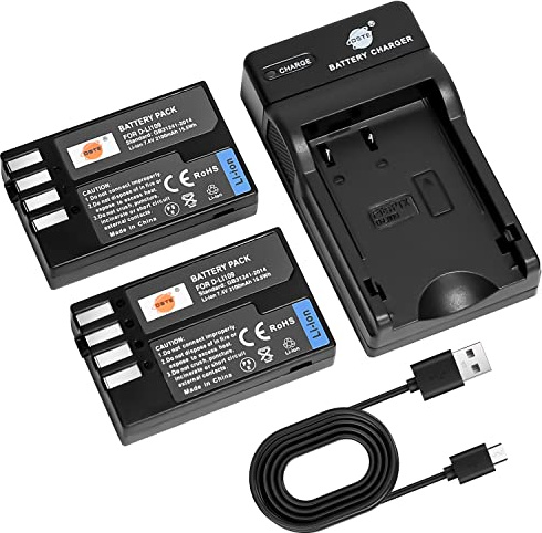 DSTE D-Li109 batteri (2 st) och laddare kompatibel med Pentax K-R K-30 K-50 K-500 K-2 K-S2 K-S1