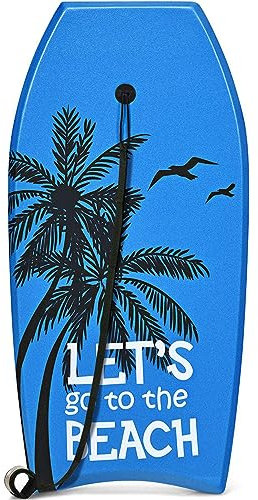 DREAMADE Bodyboard mit 90 cm Sicherheitsleine, bis zu 85kg belastbar, Surfbrett aus XPE & HDPE &EPS, Surfboard für Erwasche & Kinder ab 14, 105x51x6cm (Blau)