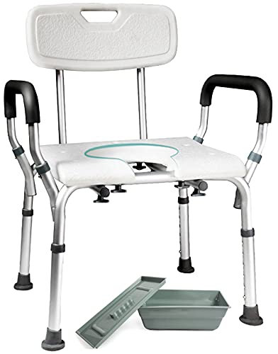 Seggiolino Vasca da Bagno Anziani e Gestante, Comoda WC per Anziani Facile da Trasferire per Anziani e Donne in Gravidanza con Mobilità Ridotta, Regolabile in Altezza, Carico 180 kg