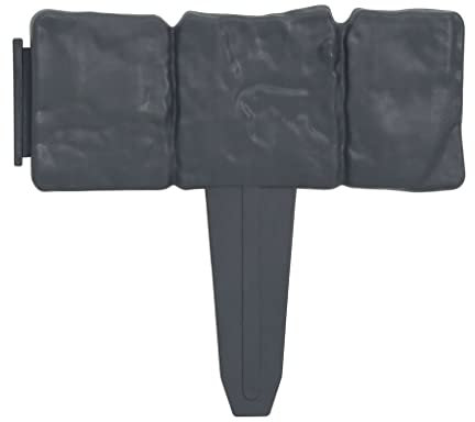 vidaXL 41x Rasenkante Steinoptik Beeteinfassung Beetumrandung Gartenpalisade Palisade Mähkante Rasenbegrenzung Beetbegrenzung Kunststoff 10m