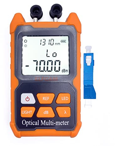 Elfcam® - Multimetro ottico portatile E-280 (fotometro + VFL), fornito con adattatore da SC maschio a LC femmina, intervallo di test: da -50 dBm a +26 dBm