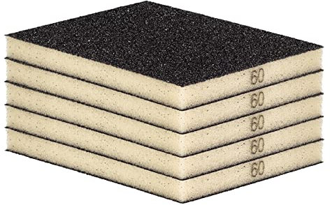 Schleifschwamm Schleifmatte 5 Stück GROB MITTEL Körnung K 60 Handschleifer für Holz Lack Metall, Nass- und Trockenschleifen, Schleifklotz, Schleifblock