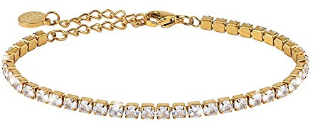 GD GOOD.designs Tennisarmband Gold für Damen | Cubic Zirkonia Armband | Goldene Armkette mit Kristall Steinen (3mm)