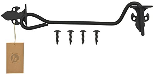 MORIA DESIGN Rustikal - Gancio tempesta con occhiello da 32,5 cm, in acciaio certificato, per finestre, cancelli, bagno, giardino, fienile e hangartor, chiavistello decorativo per porta e ganci per