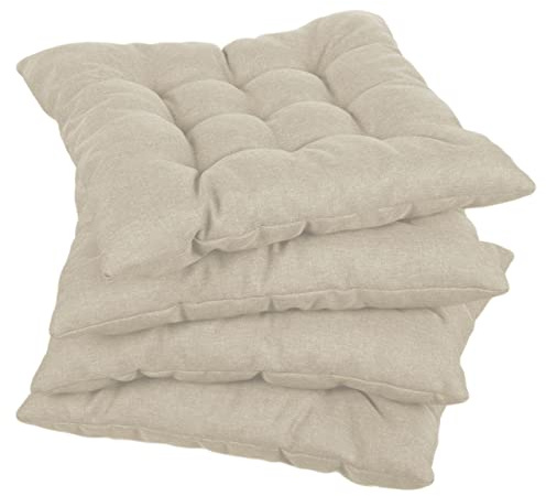 Gutekissen Coussin de Chaise piqué carré Garniture pour chaises/bancs pour la Maison et Le Jardin Coussin d'assise Coussin d'assise de Jardin Nombreuses Couleurs (50x50, Crème, 2)
