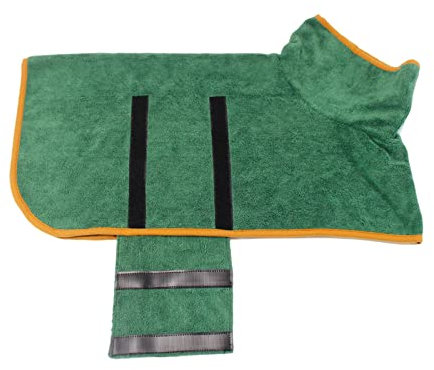 1 x Hunde-Bademantel, Hunde-Kapuzenhemd-Handtücher, tragbare Hundemäntel, weiche Haustiertücher, ultrafeine Faser-Hundekleid für Badezimmer, grün, XL