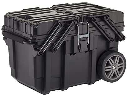 Keter - Cassetta degli attrezzi, carrello orizzontale con ruote, 65 x 42 x 38 cm colore nero.