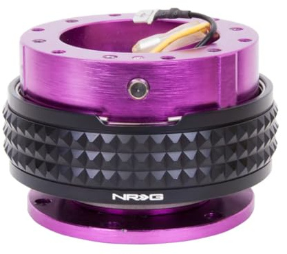 NRG Innovations NRG-SRK-210PP-BK GEN 2.1 Steering Wheel Quick Release Adapter, 6-Hole & 6x70 and 6x74mm Bolt Patterns Quick Release Kit - Purple Body/Black Pyramid Ring