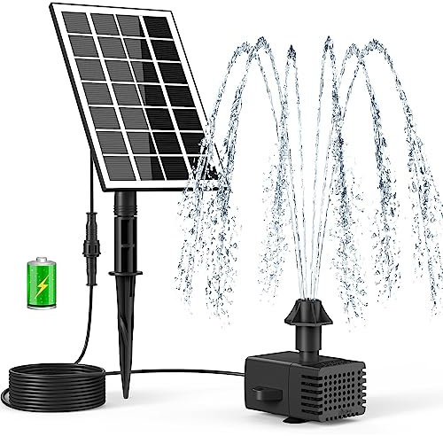 SZMP Solar Springbrunnen für aussen 3.5W DIY Solar Teichpumpe 2025 Upgraded,8 DIY Effekte mit 16.4ft Kabel,2000mAh Batterie,Solar schwimmender Fontäne Pumpe für Gartenteich,Vogel-Bad,Fisch-Behälter