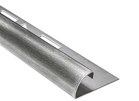 20x Viertelkreis Edelstahlschiene Fliesenschiene Fliesenprofil 2,5m 11mm | Für weiche Kantenübergänge und geschützte Fliesenaußenecken, für 11mm Fliesenhöhe, 2,5m, Edelstahl, gebürstet, silber