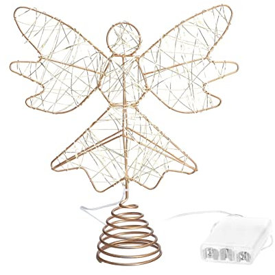 Warmhm Weihnachtsbaumspitze Stern Eisen mit LED Lichtern Christbaumspitzenstern Beleuchtet Weihnachtsbaumdekoration 1 Stück Schmiedeeisen Sternenbaum Baumspitze Lampe für Weihnachtsbaum