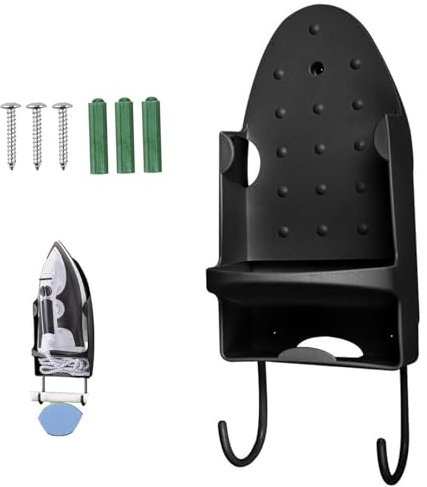 Bügelbrett-Aufhänger, Wandhalterung, Bügelbrett-Organizer, schwarz, 17,8 x 2,5 x 12,7 cm, Bügelbretthalter für max. 12,7 cm Breite, hitzebeständig, passend für die meisten Bügeleisen für den Haushalt
