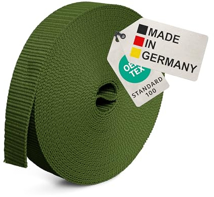 BAUHELD 10 m universale nastro da 30 mm [Made in Germany] – nastro di montaggio in polipropilene – cinghia per il fissaggio, cucito o accessori per zaino, valigia, chiusura a scatto, cinturino di