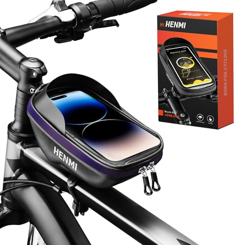 HENMI Handytasche Fahrrad Wasserdicht IPX5 mit TPU Touchscreen Fahrrad Handytasche Lenker bis 7 Zoll für MTB, Rennrad, Ebike Handyhalterung Fahrrad mit Tasche