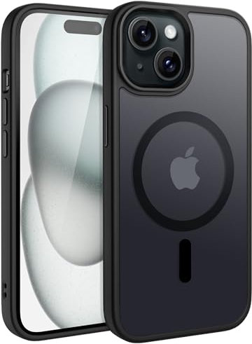 CACOE für iPhone 15 Hülle mit Kameraschutz, Kompatibel mit MagSafe, Stoßfest Kratzfest Magnetisch Rückseite Handyhülle für iPhone 15 Case Transluzente