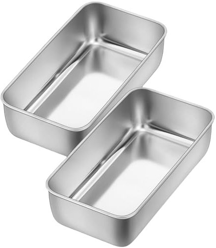Eidoct 2lb Loaf Tin for Baking, Stainless Steel Bread Loaf Pan, Rectangular Cake Mould for Baking Banana Bread/Meatloaf/Lasagna, Healthy & Non-Toxic,Oven & Dishwasher Safe, 22×14×6.5cm