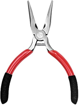 Alicates de punta de aguja, mango bicolor, terminales de 5.3 pulgadas, herramienta de crimpado, alicates de acero al carbono