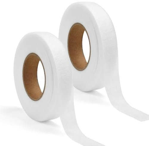 LPAMABA 2 rotoli da 120 m x 2 cm, di colore bianco, da applicare con il ferro da stiro, per stirare, senza cuciture, 20 mm