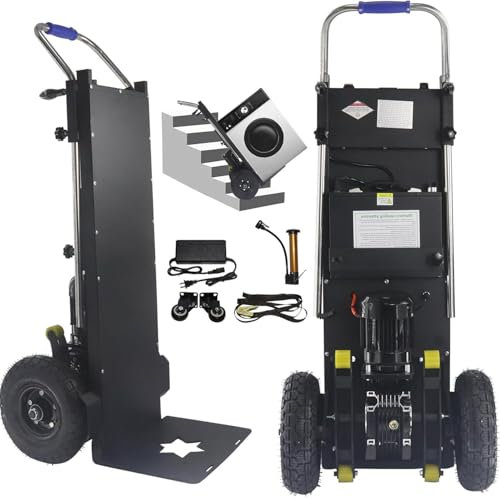 Qiang Carrello Elettrico A Mano - Scale su E Giù,Carrello Elettrico per Salire Scale con Maniglia Telescopica(110-170cm), Motore Brushless 1500W,Batteria Rimovibile 48V/36Ah,Carico 400Kg