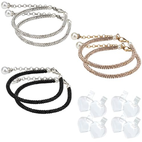 Modixun 3 Pairs High Heel Shoe Straps, Rhinestone Replacement Ankle Straps Adjustable Shoe Straps Extender Detachable Shoe Laces for Loose High Heels