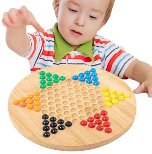 Rrlihjgu Gioco da tavolo di dama in legno, perle di vetro di dama cinese,Dama esagonale in legno cinese | Dama Gioco da tavolo Giochi da tavolo per amici e famiglie