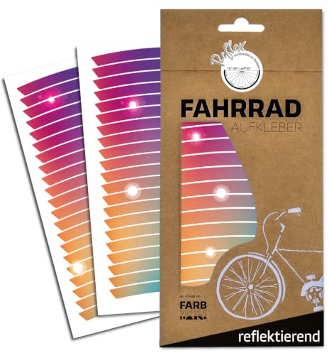 Farbviereck Fahrrad Reflektoren Aufkleber 24/26/27,5/28 und 29 Komplettset Universal für 2 Laufräder Felgenrandaufkleber - Katzenaugen Ergänzung - Fahrradfelge Folie Felgenrandaufkleber