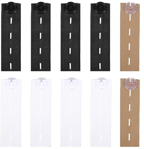 10 Stück Hosenknopf Verlängerung, Knopfverlängerung für Hosen, Hosenbunderweiterung, Elastische Taillenbundverlängerungen für Männer und Frauen, Verstellbare Knopfverlängerungen