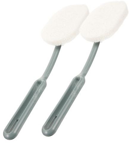 Generic 2pcs Cleaning Brush Momeng Bathroom Handled Bathroom Cleaner Garbage Can Bathroom Gel Soap Tile Replaceable Brush Eraser Splash Bathtub Scrubber Brush Holder Lid Scouring Pad White