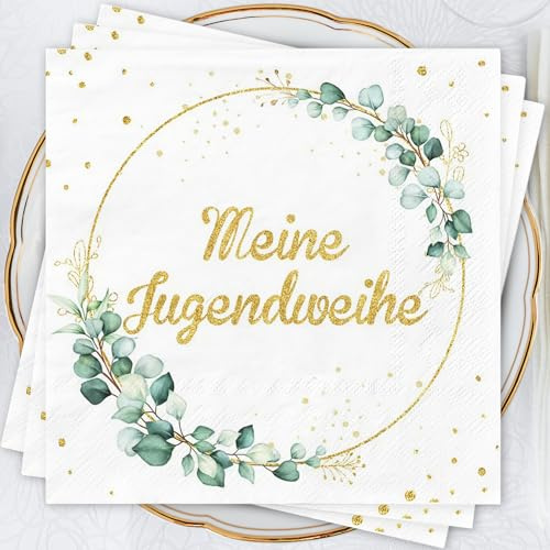 40Stück Jugendweihe Deko Servietten Jugendweihe mit der Aufschrift für Jugendweihe Tischdeko Meine Jugendweihe Servietten Eucalyptus Grün Jugendweihe Papierservietten Jugendweihe Jungen Mädchen Deko