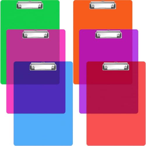 Cptoion 6 Stück Klemmbrett A4, 6 Farben, 30,5 X 22,9 Cm | Klemmbretter A4 Zwischenablage Schreibblock,Gummierter Metalklemme Aufhängeose for Büro,Schule,Arbeit,Business,Restaurant