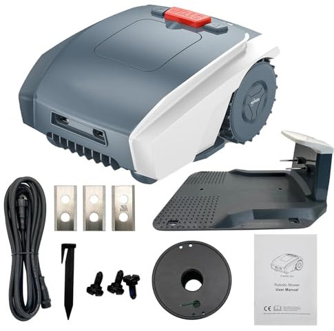 Robot cortacésped, sin cable perimetral, altura de corte 20-55mm, Robot cortacésped completamente automático con estación de carga automática, robot inteligente para jardines pequeños de hasta 1500m²